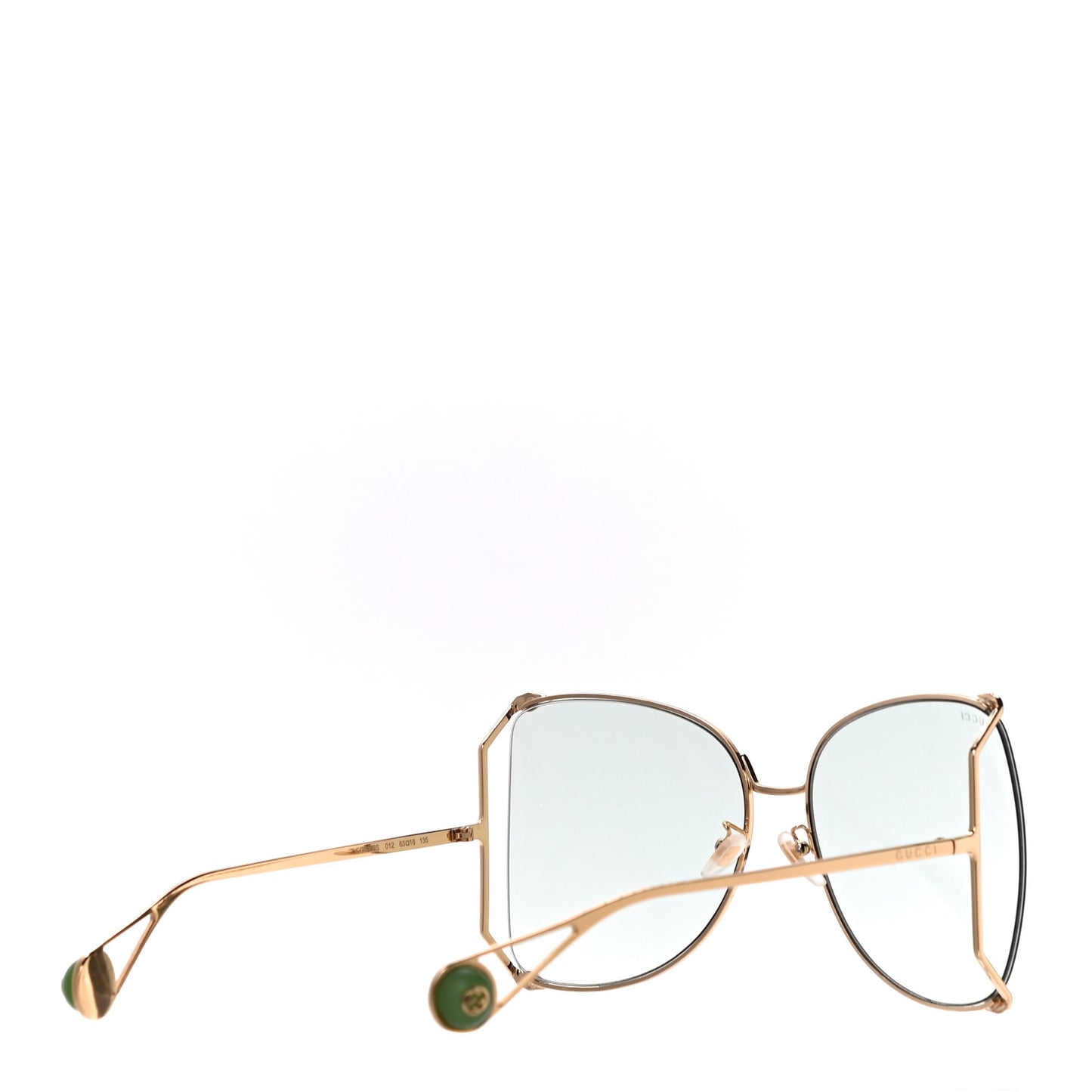 Metal Oversized Round Sunglasses GG0252S Gold Green