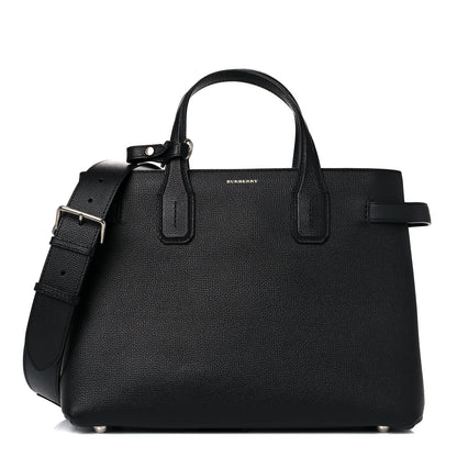 Burberry Grainy Calfskin Vintage Check Medium Banner Tote Black 1 of 13