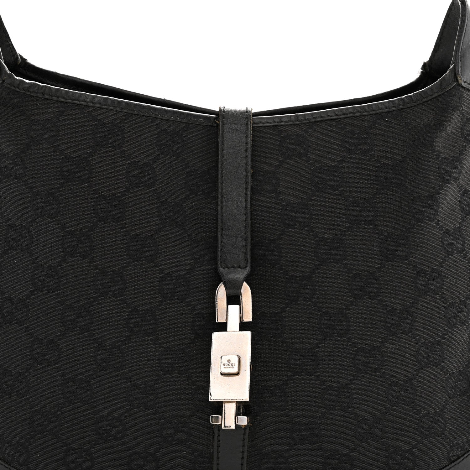 Gucci Monogram Jackie O Chain Hobo Black 8 of 13