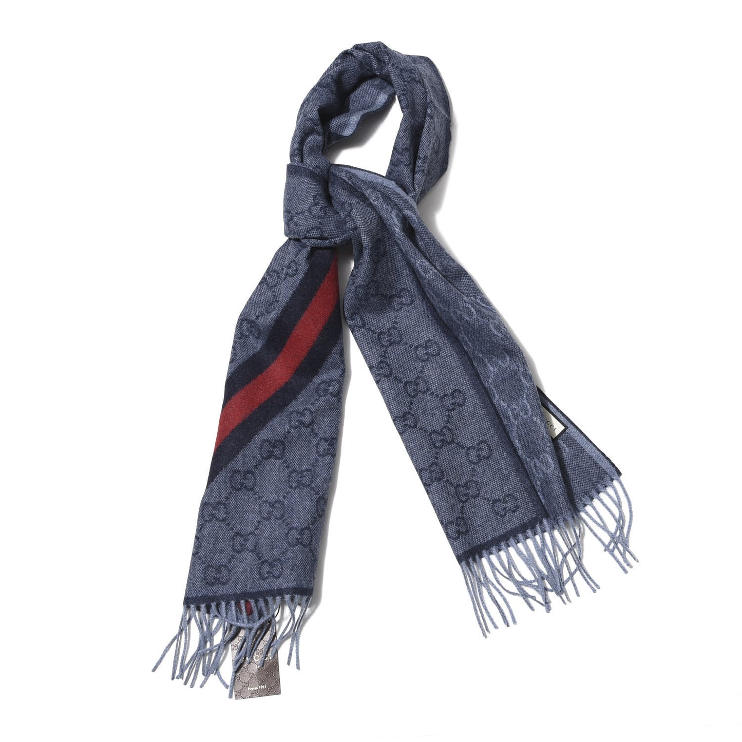 Wool Alpaca Monogram Web New Nikky Scarf Midnight Blue