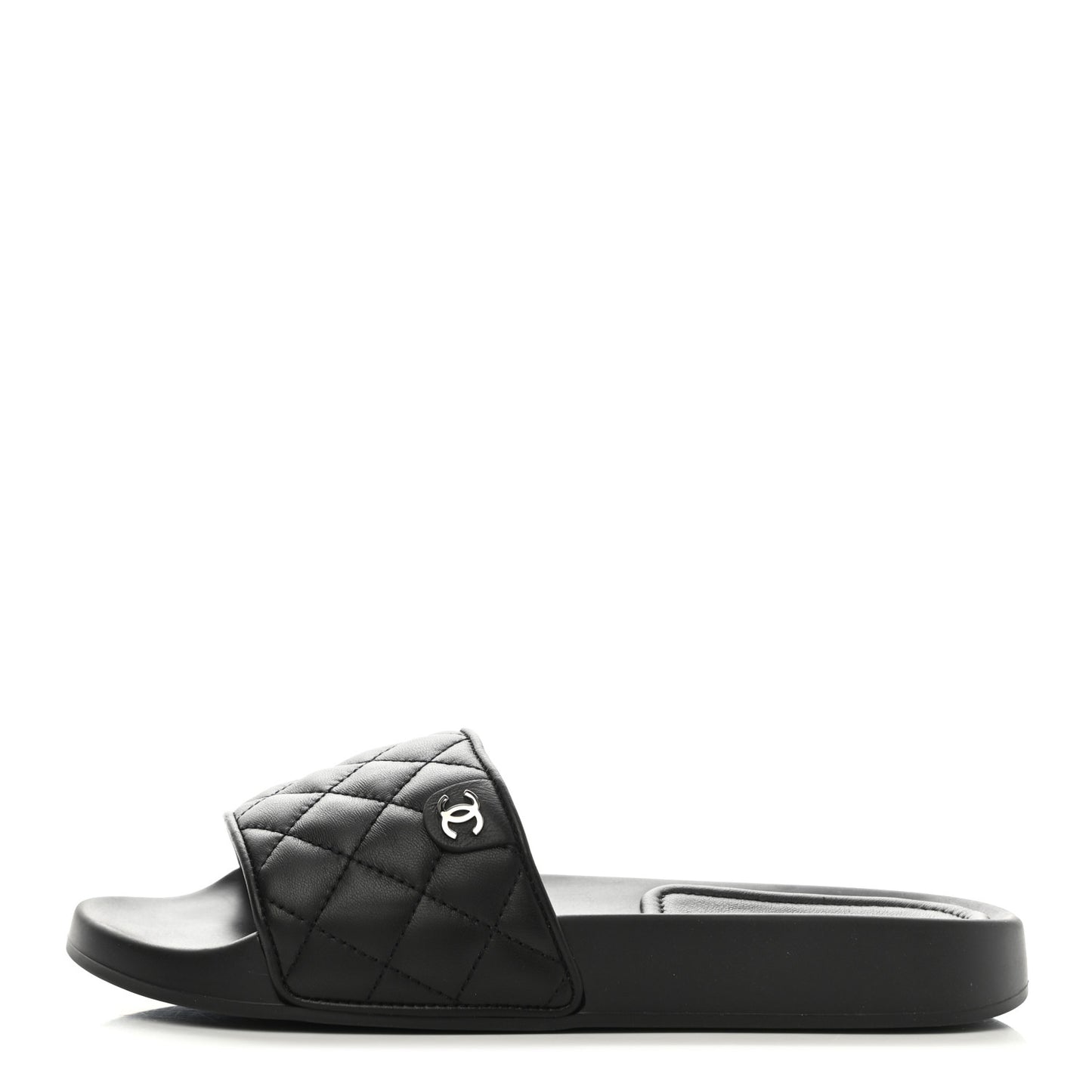 Lambskin Quilted CC Mules Sandals 37 Black
