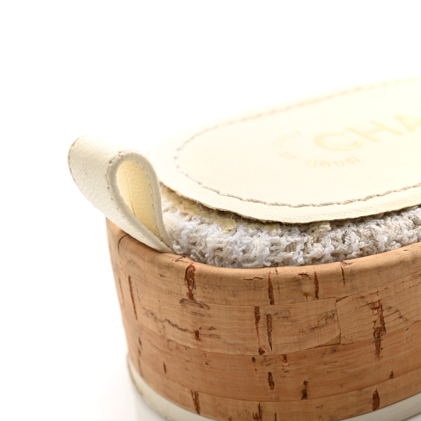 Tweed Cork CC Chain Mule Sandal 39.5 White