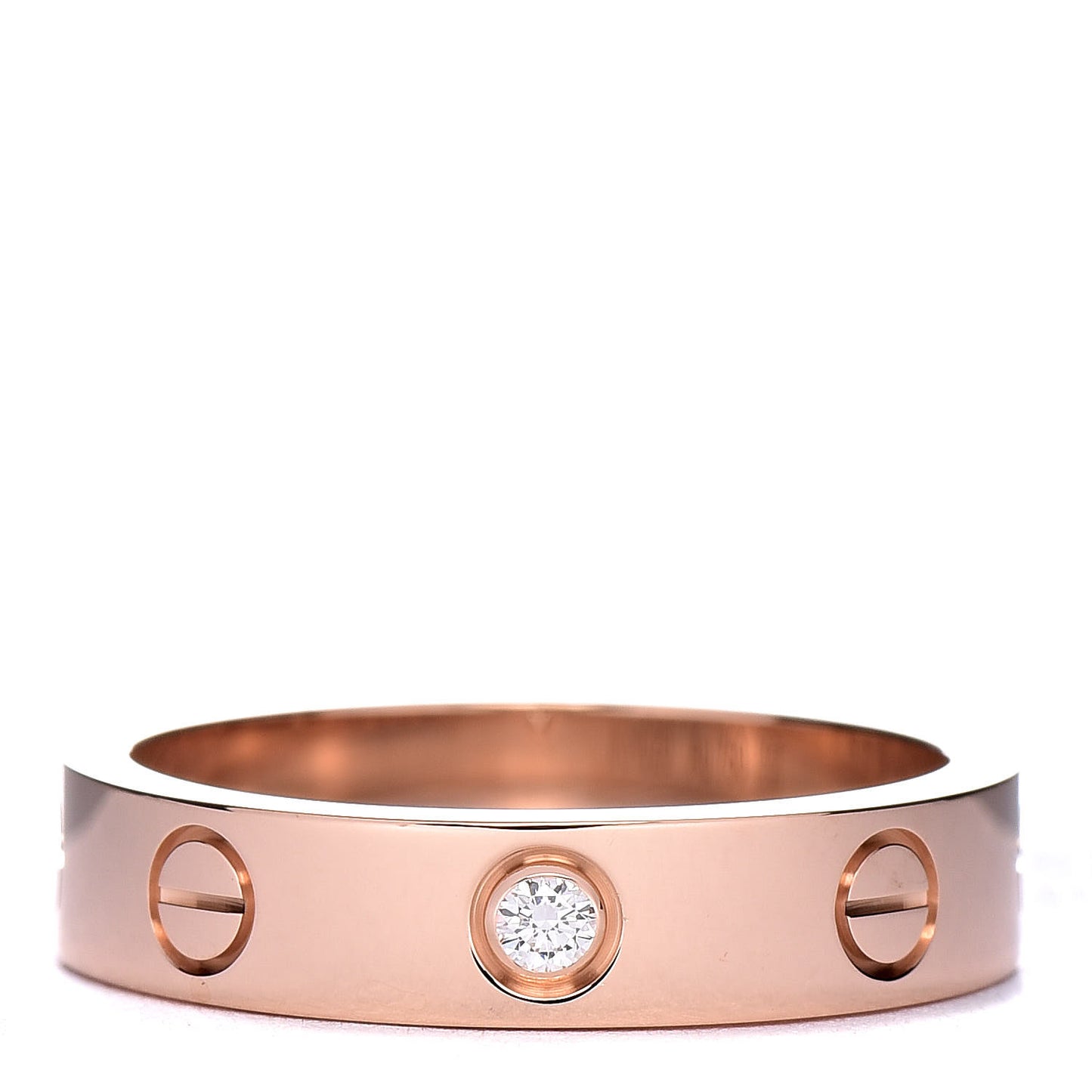 18K Pink Gold Diamond 4mm LOVE Wedding Band Ring 50 5.25