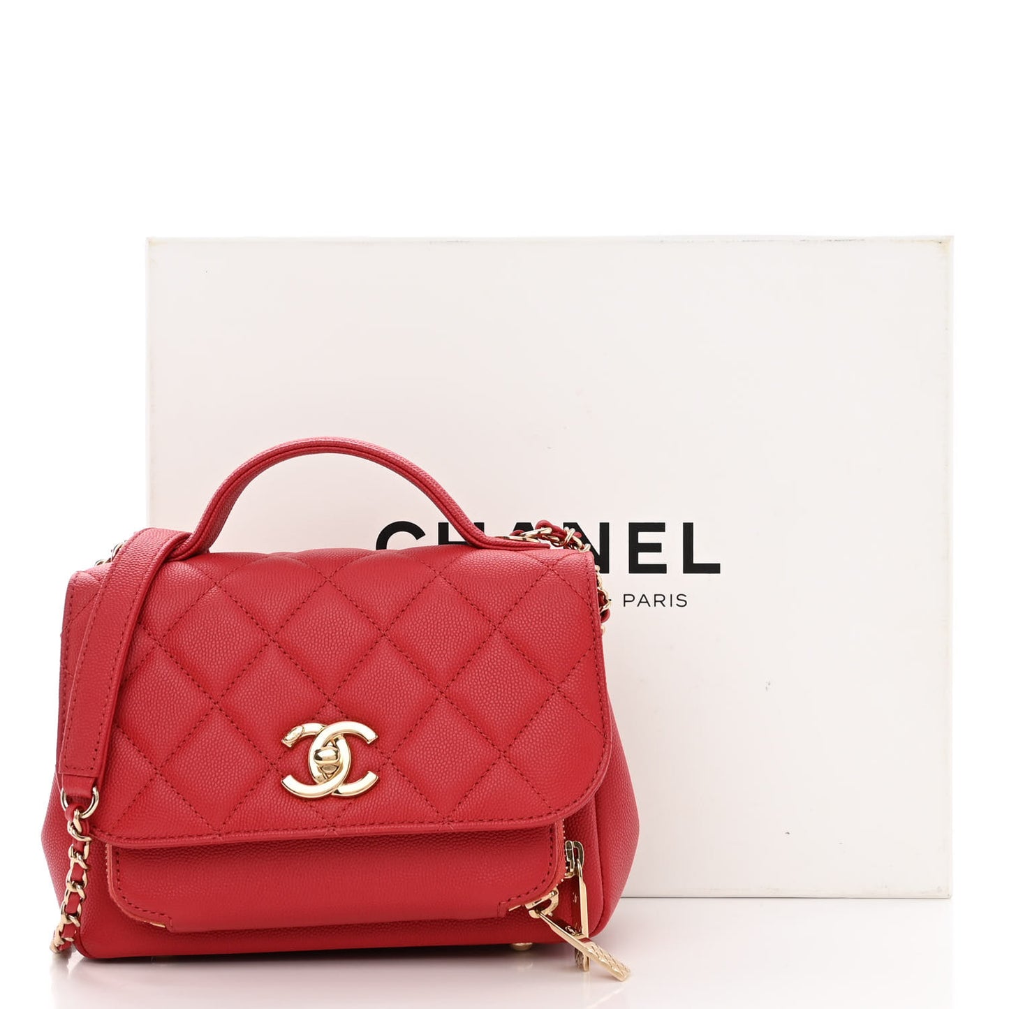 Caviar Quilted Small Business Affinity Flap Red