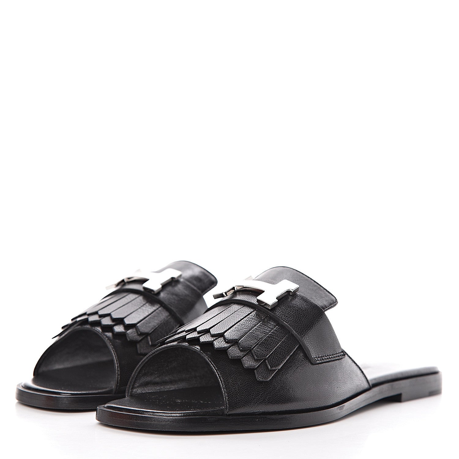 Hermes Goatskin Auteuil Sandals 36 Black 3 of 9