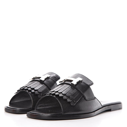 Hermes Goatskin Auteuil Sandals 36 Black 3 of 9