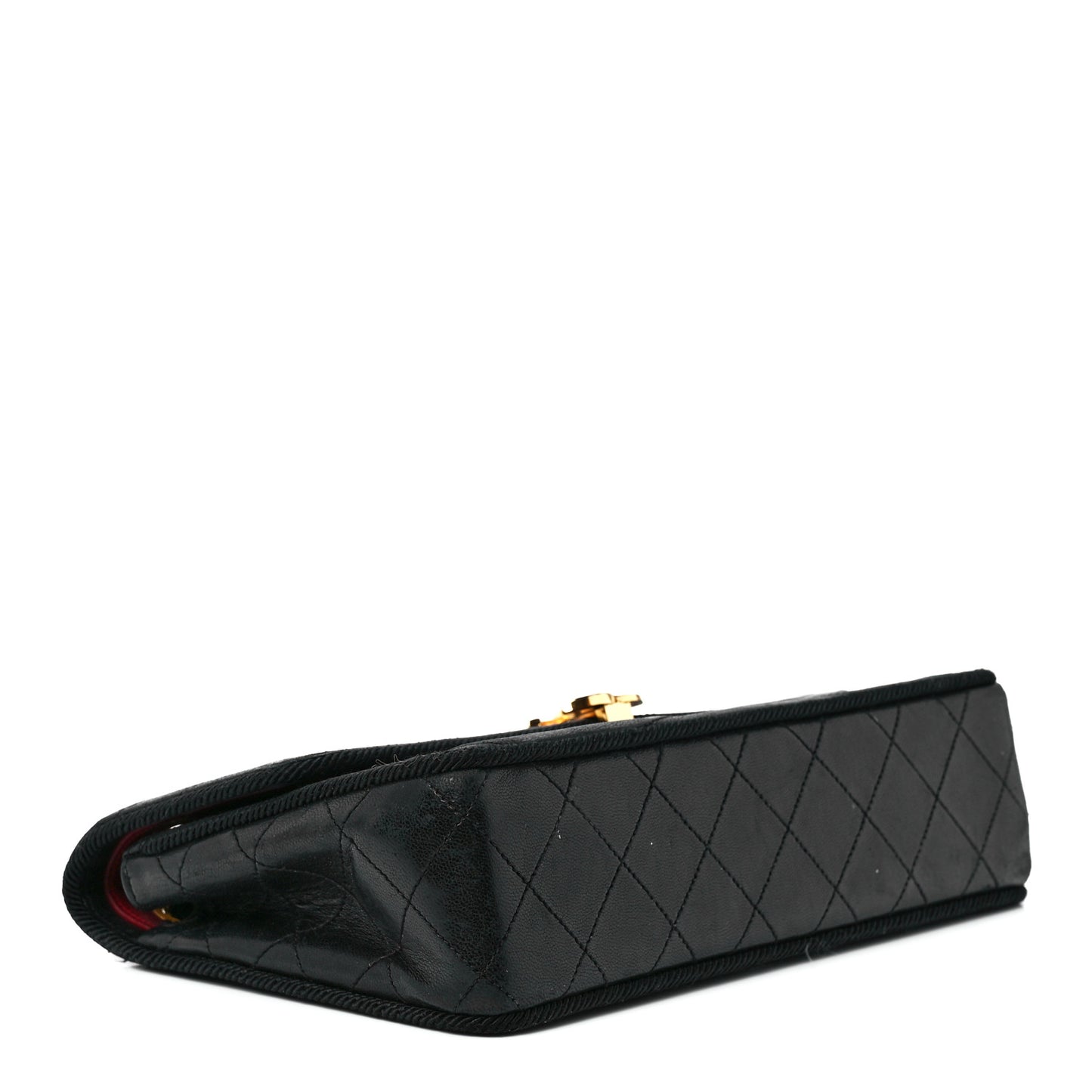 Lambskin Wavy Quilted Single Flap Black