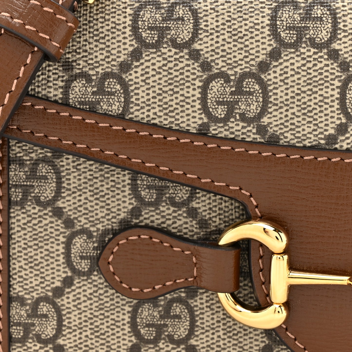GG Supreme Monogram Mini Horsebit 1955 Shoulder Bag Beige Brown Sugar