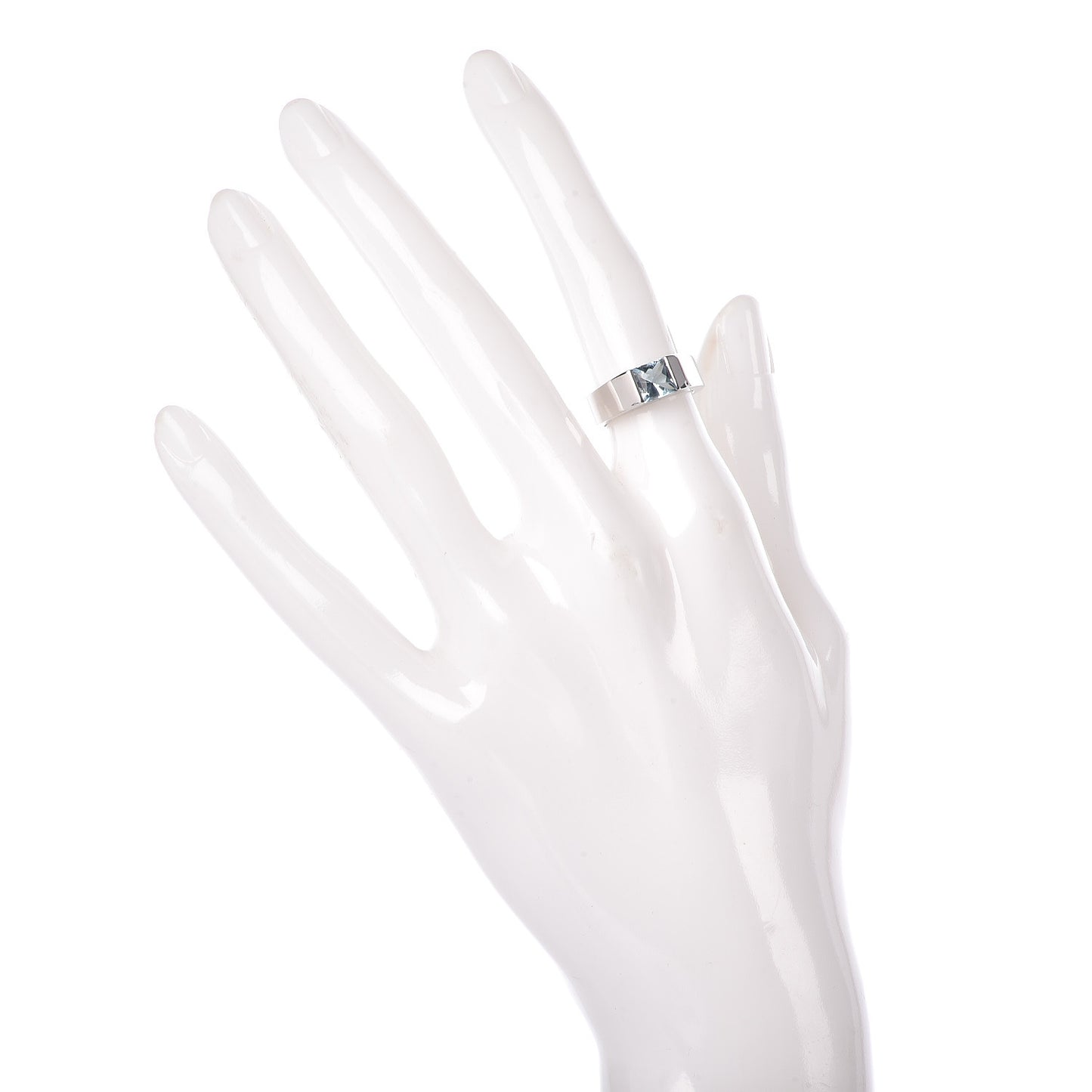18K White Gold Aquamarine Tank Ring 48 4.5
