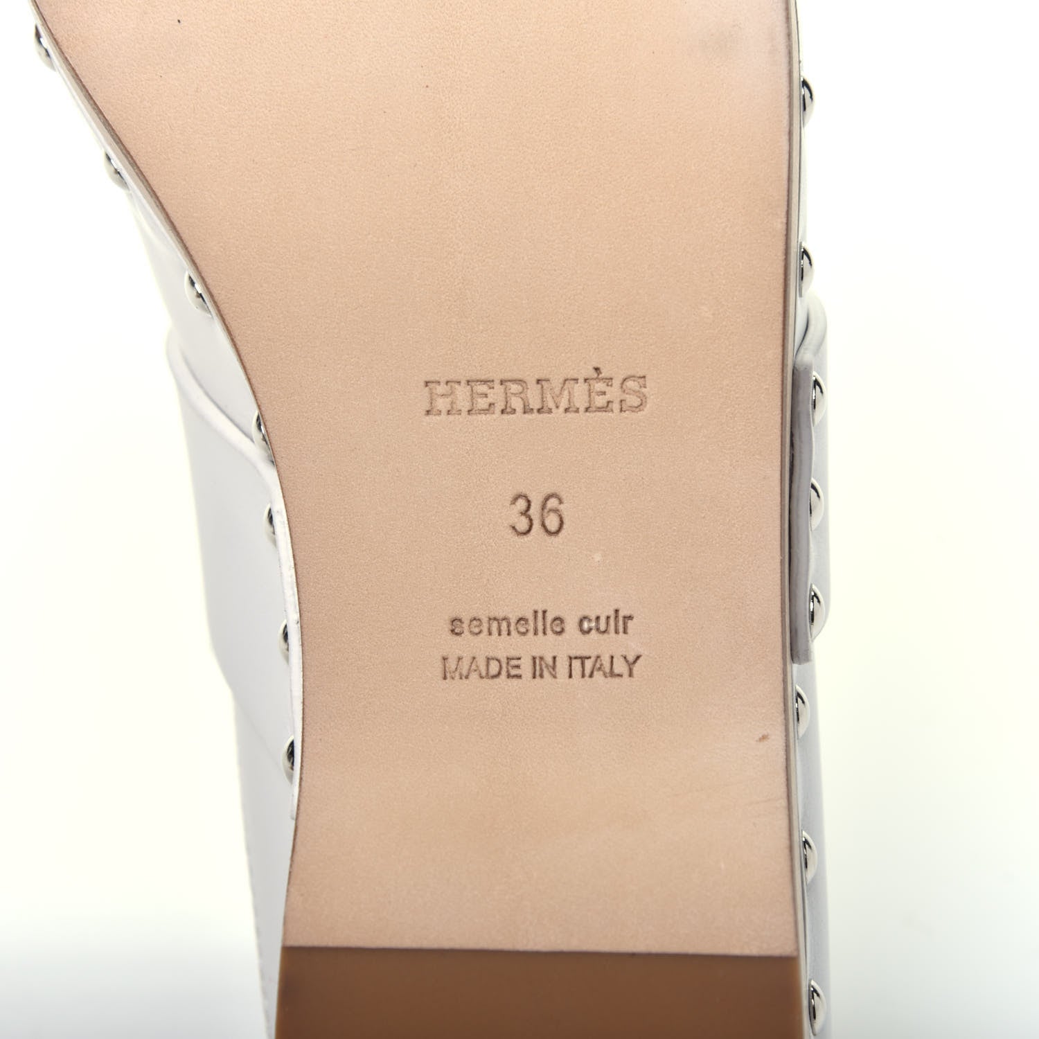 Hermes Calfskin Calya Mules 36 White 7 of 7