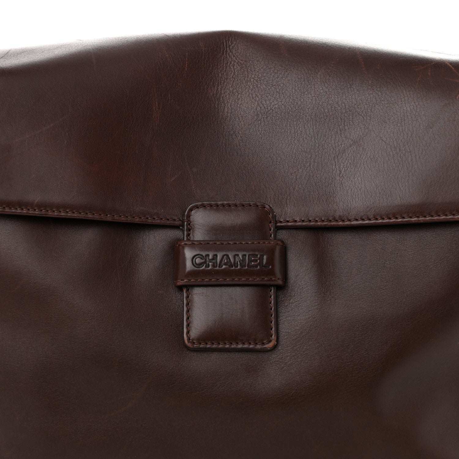 Chanel Lambskin Logo Messenger Flap Brown 8 of 15