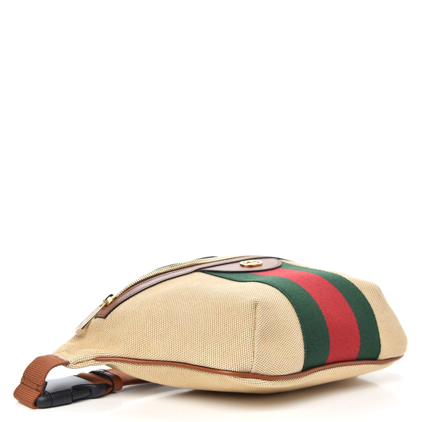 Vintage Canvas Web Belt Bag Sand Cuir