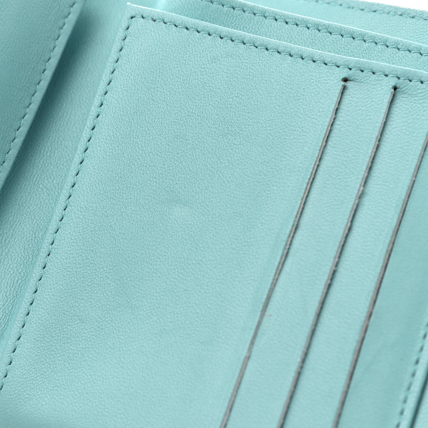 Lambskin Quilted Compact Flap Wallet Light Blue