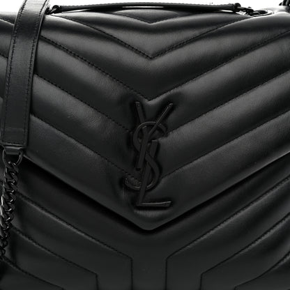 Saint Laurent Calfskin Y Quilted Monogram Monochrome Medium Loulou Chain Satchel Black 10 of 14