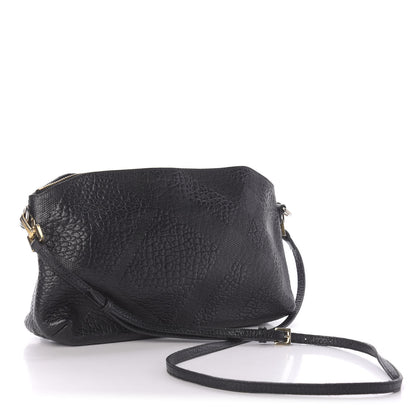 Burberry Signature Grain Calfskin Check Embossed Small Chichester Crossbody Clutch Bag Black 3 of 10