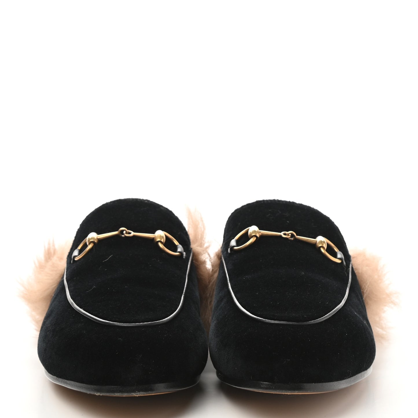 Velvet Fur Womens Princetown Slippers 40 Black