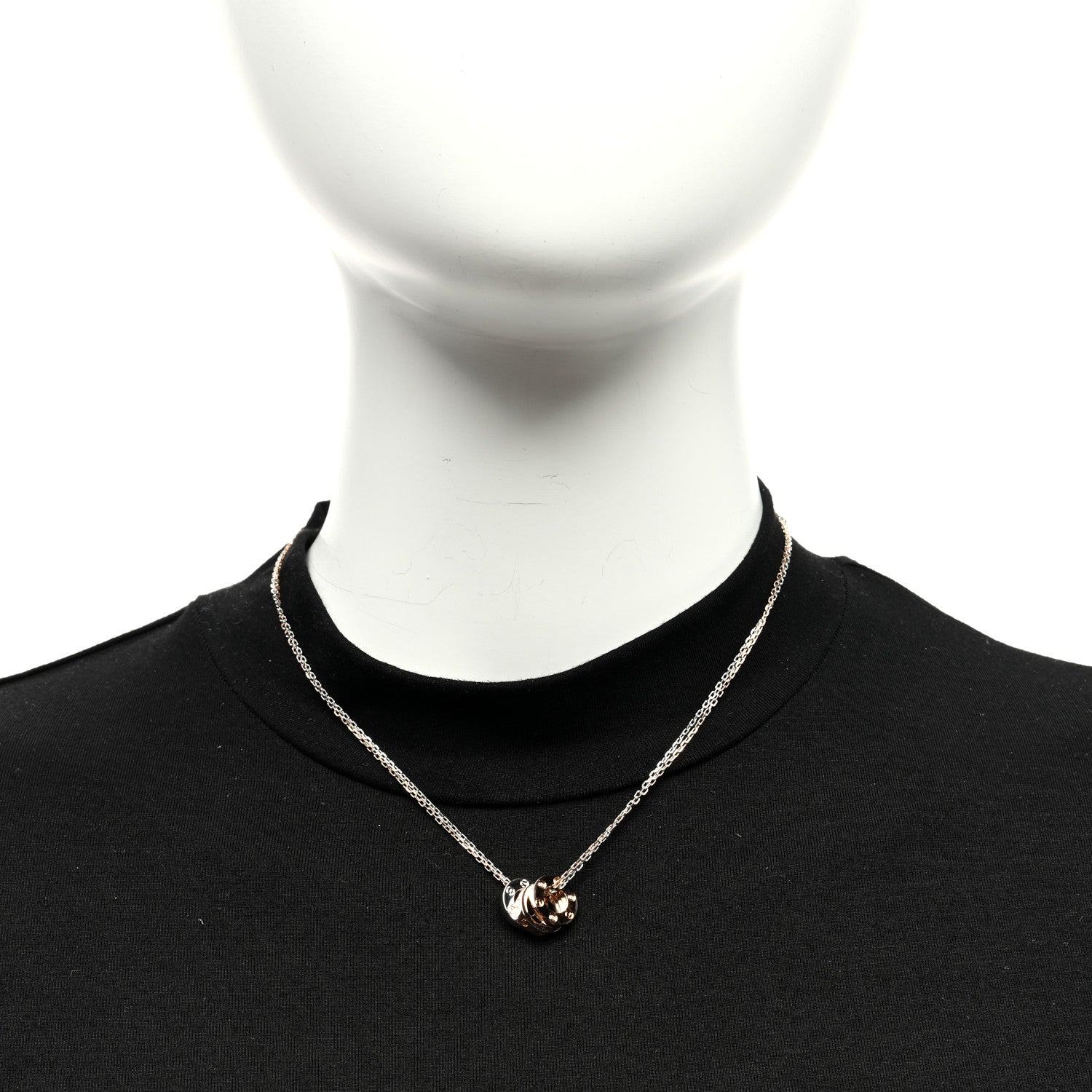 Cartier 18K White Pink Gold Diamond Three Ring LOVE Pendant Necklace 2 of 5