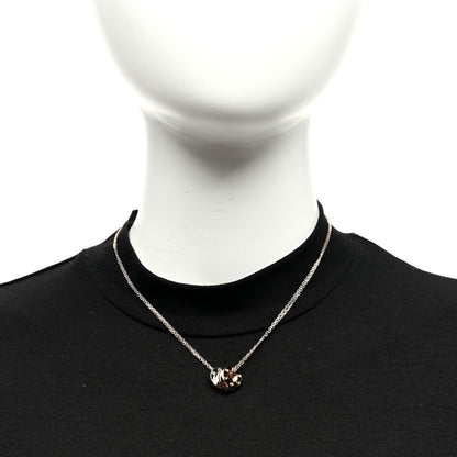 Cartier 18K White Pink Gold Diamond Three Ring LOVE Pendant Necklace 2 of 5