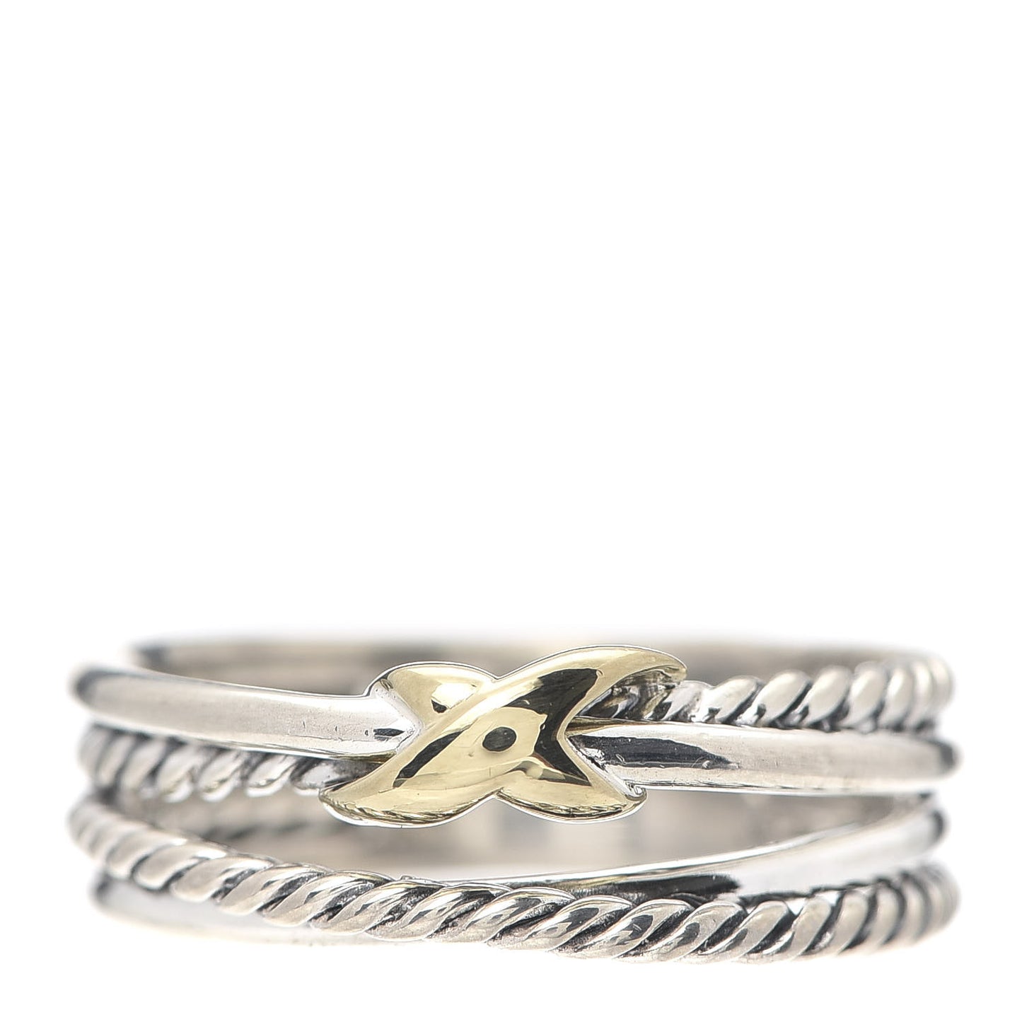 Sterling Silver 18K Yellow Gold 6mm X Crossover Ring 54 7