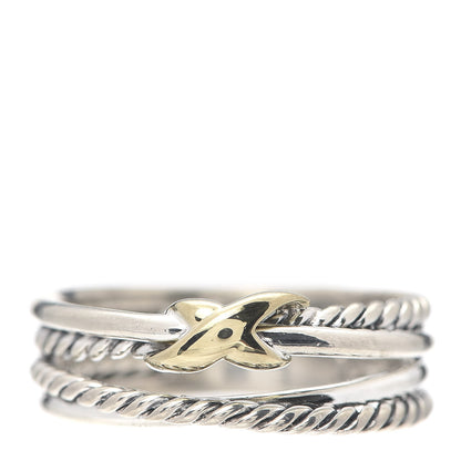 David Yurman Sterling Silver 18K Yellow Gold 6mm X Crossover Ring 54 7 1 of 4