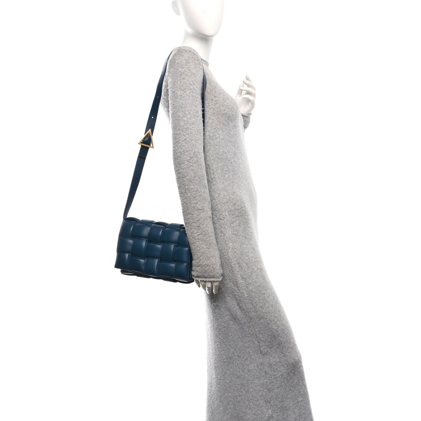 Nappa Maxi Intreccio Padded Cassette Crossbody Bag Deep Blue