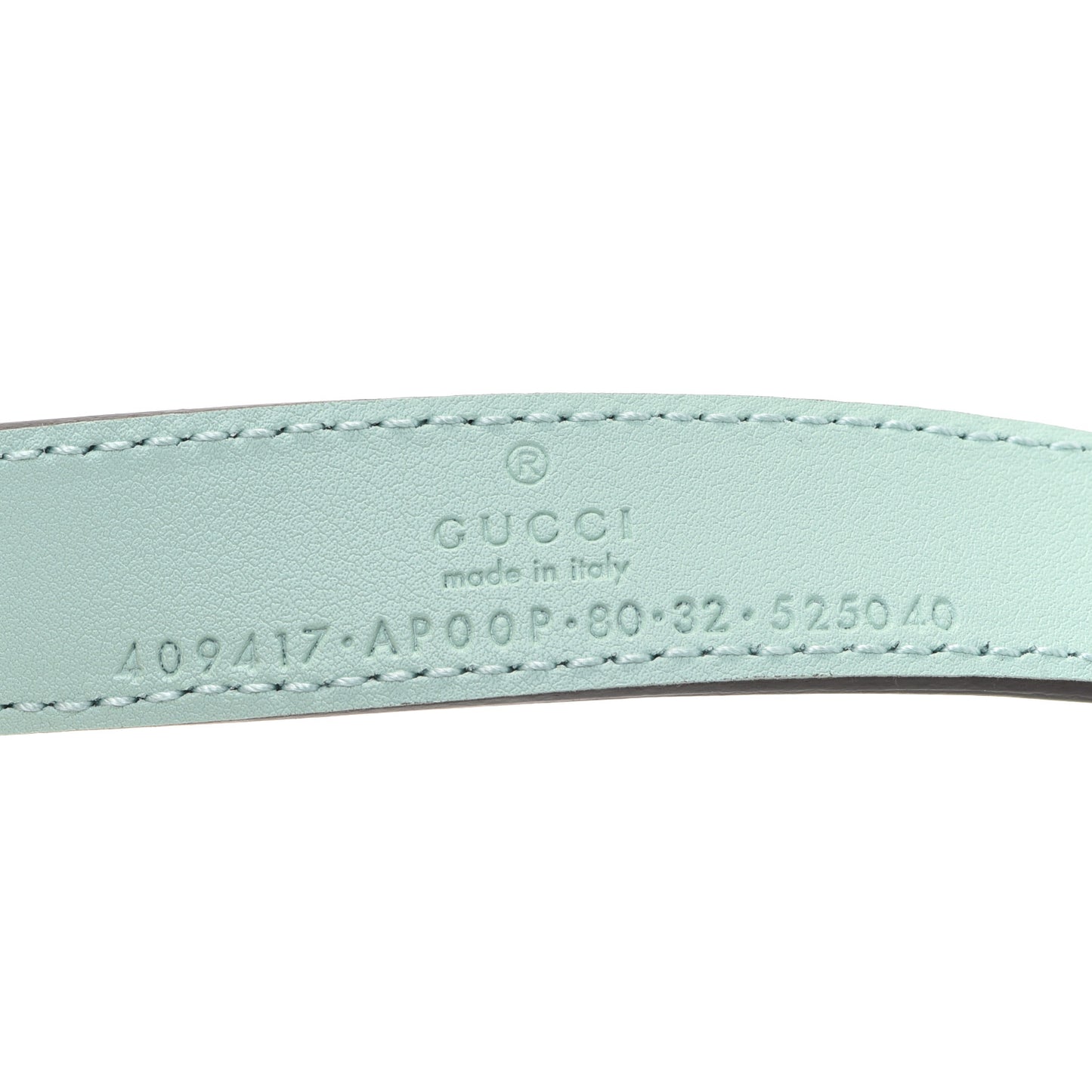 Moon Calfskin Palladium Double G 20mm Belt 80 32 Water Green