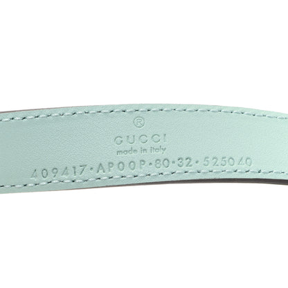 Gucci Moon Calfskin Palladium Double G 20mm Belt 80 32 Water Green 4 of 4