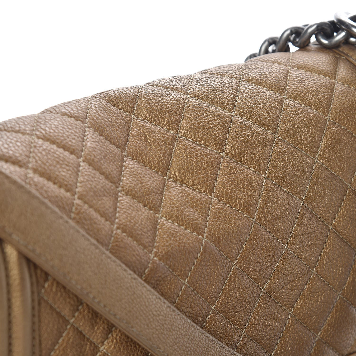 Chanel Metallic Calfskin Quilted Medium Boy Flap Dark Gold 18 of 21