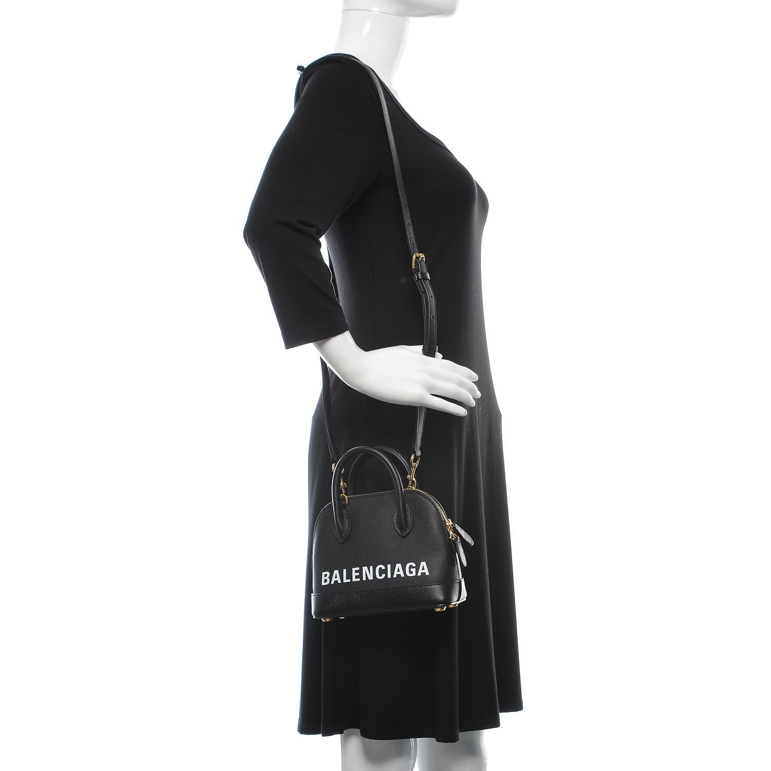 Balenciaga Signature Grained Calfskin XXS Ville Top Handle Bag Black White 2 of 9