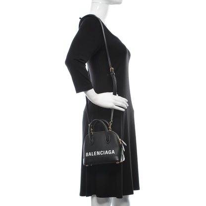 Balenciaga Signature Grained Calfskin XXS Ville Top Handle Bag Black White 2 of 9