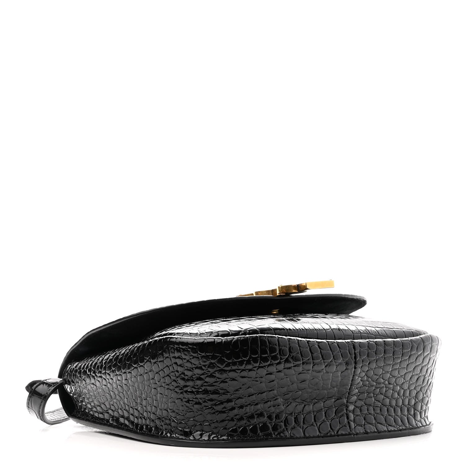 Saint Laurent Crocodile Embossed Calfskin Monogram Medium Kaia Satchel Black 3 of 9