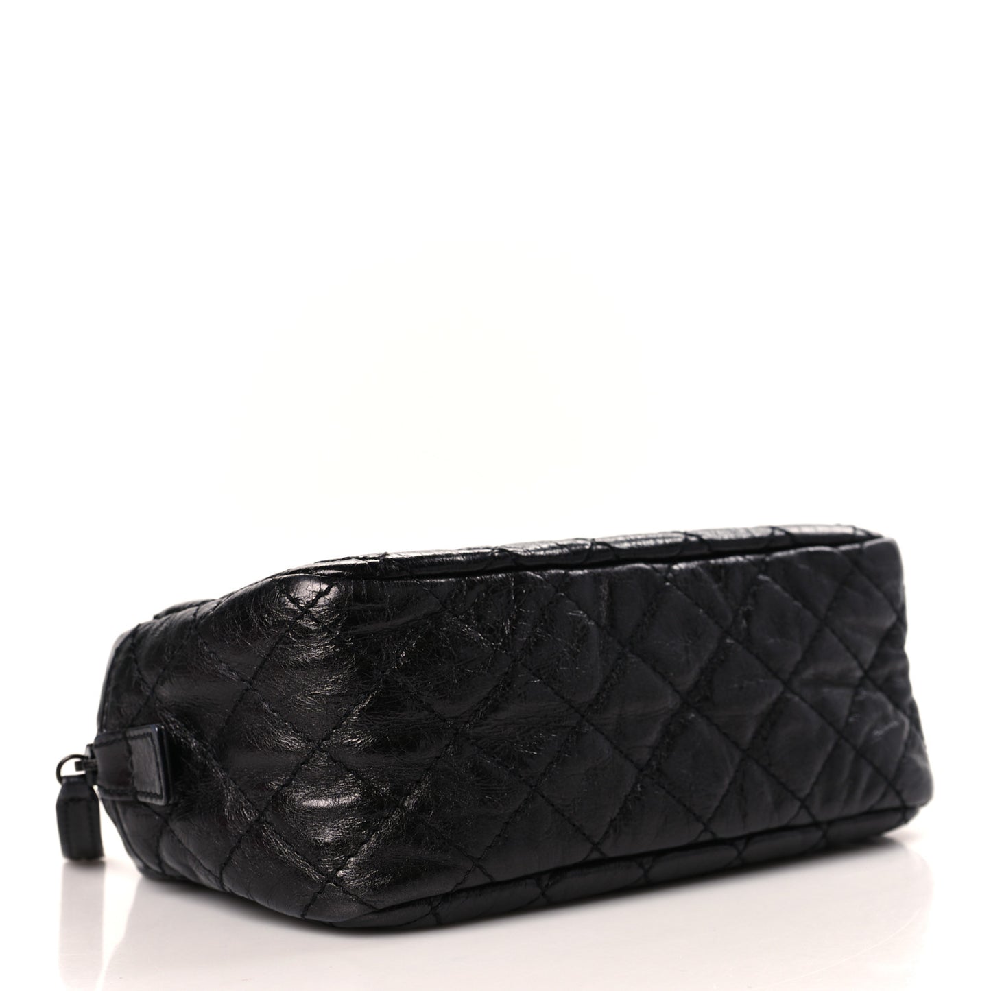 Metallic Aged Calfskin Quilted Medium Reissue Camera Case Black