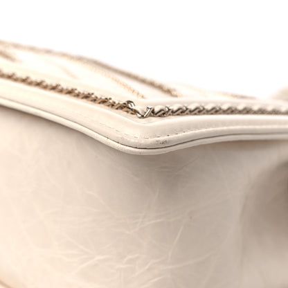 Chanel Crumpled Calfskin Chevron Medium Chain Boy Flap Ivory 11 of 13