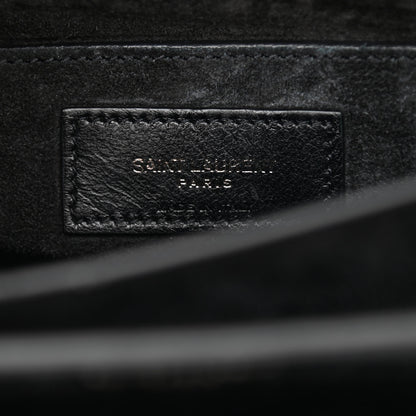 Saint Laurent Calfskin Crocodile Embossed Medium Monochrome Monogram Sunset Black 6 of 10