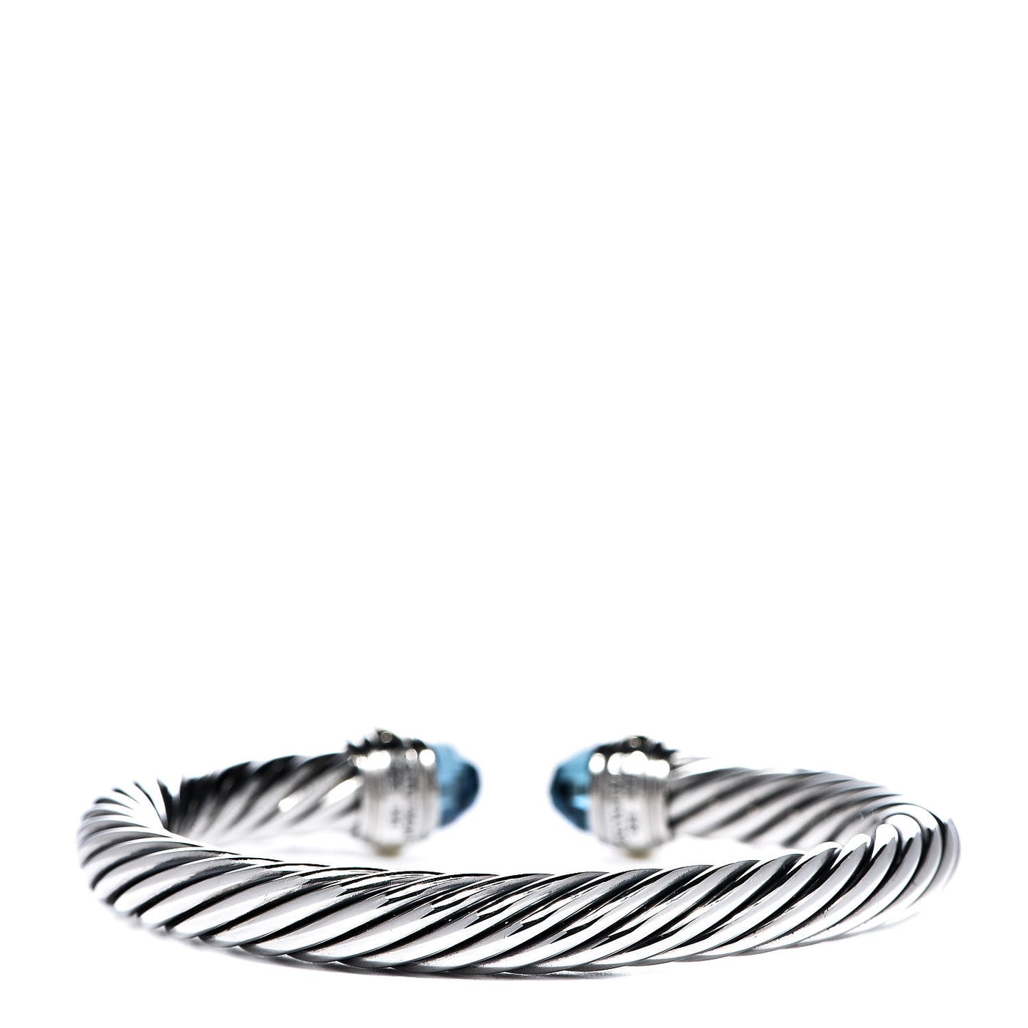 Sterling Silver 14K Yellow Gold Blue Topaz 7mm Cable Classics Bracelet