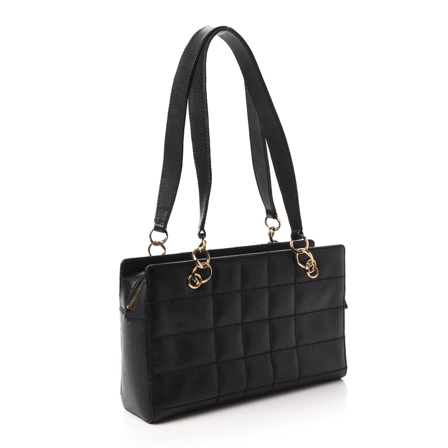 Caviar Chocolate Bar Quilted Shoulder Bag Black