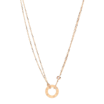 Cartier 18K Pink Gold 2 Diamond LOVE Necklace 1 of 6