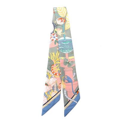 Hermes Silk Precious Paradise Twilly Vert Amande Abricot Bleu Jean 2 of 2