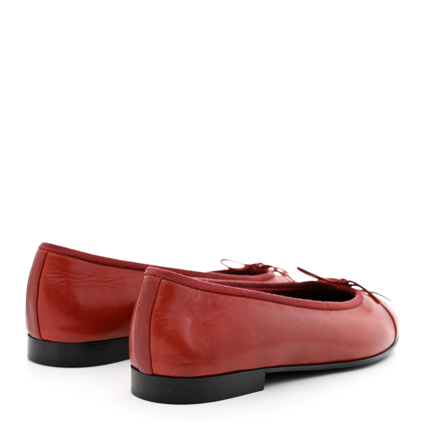 Lambskin Cap Toe Ballerina Flats 37 Red