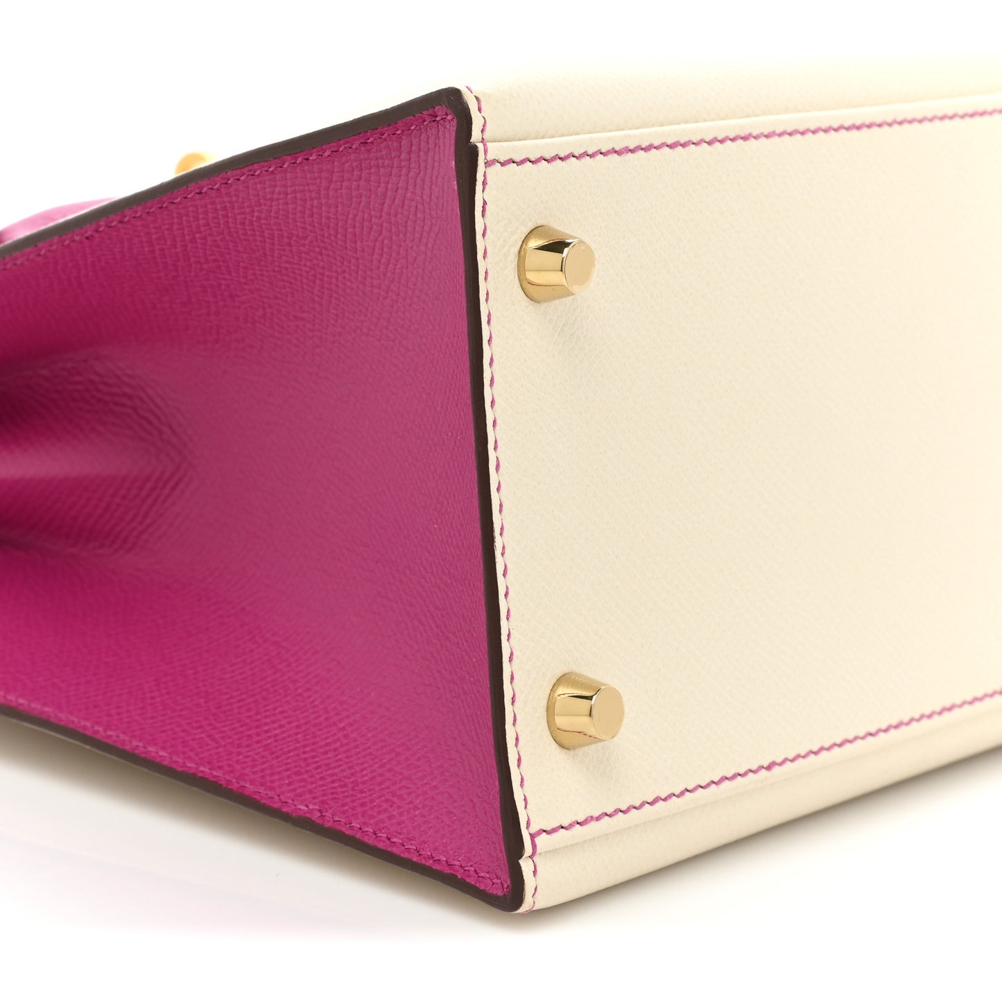 Epsom Bi-Color Horseshoe Kelly Sellier 28 Craie Rose Pourpre