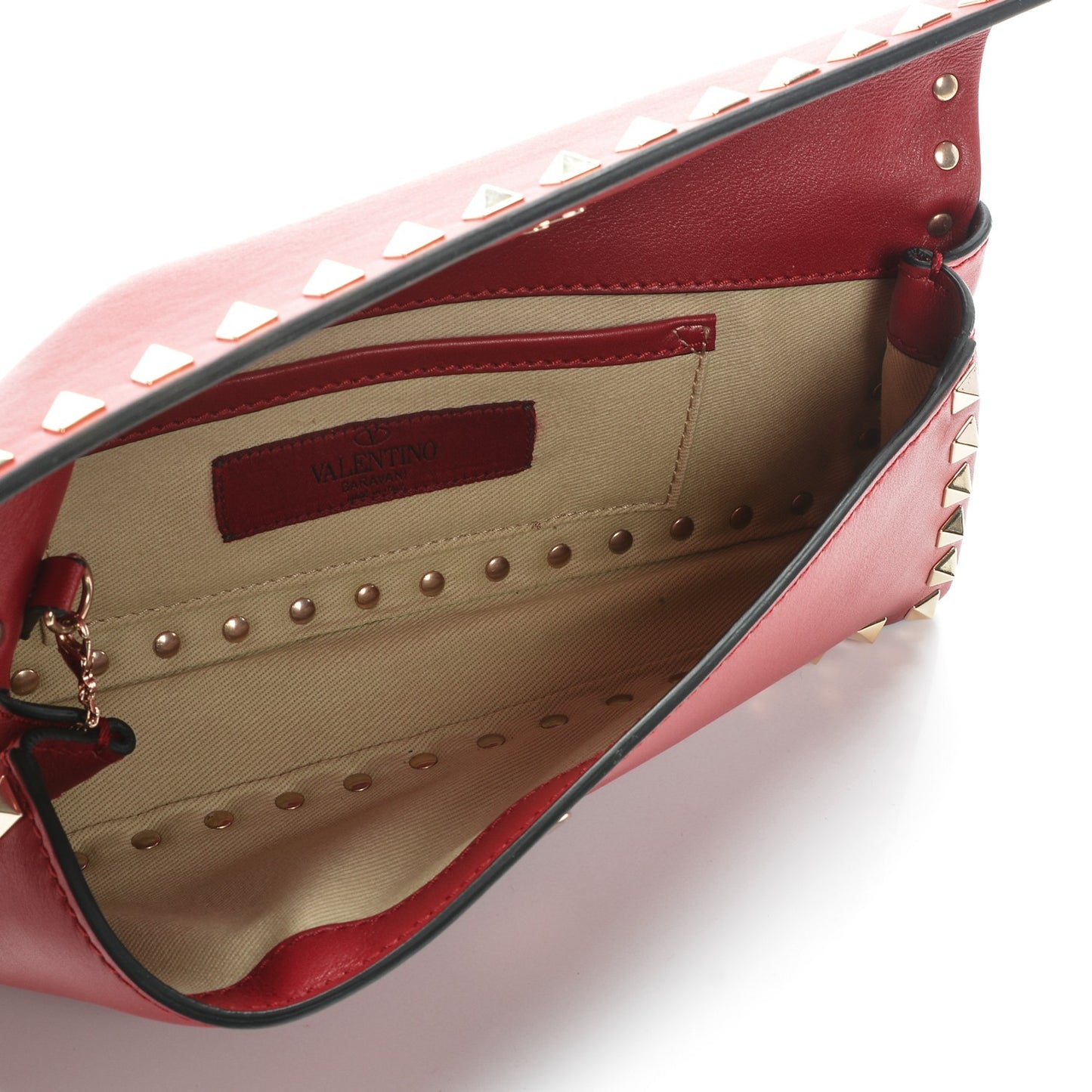 Nappa Rockstud Bangle Clutch Red