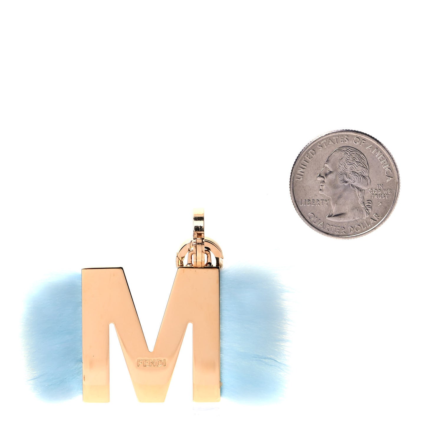 Mink Fur M ABClick Bag Charm Aqua