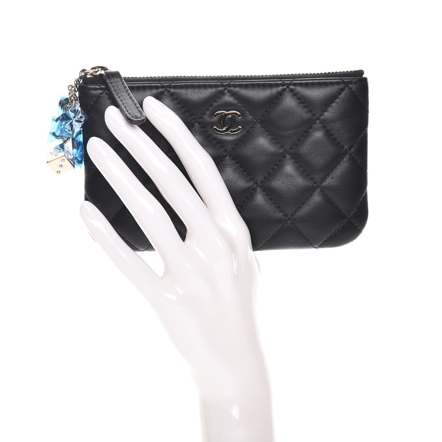 Lambskin Quilted Casino Coin Purse Black