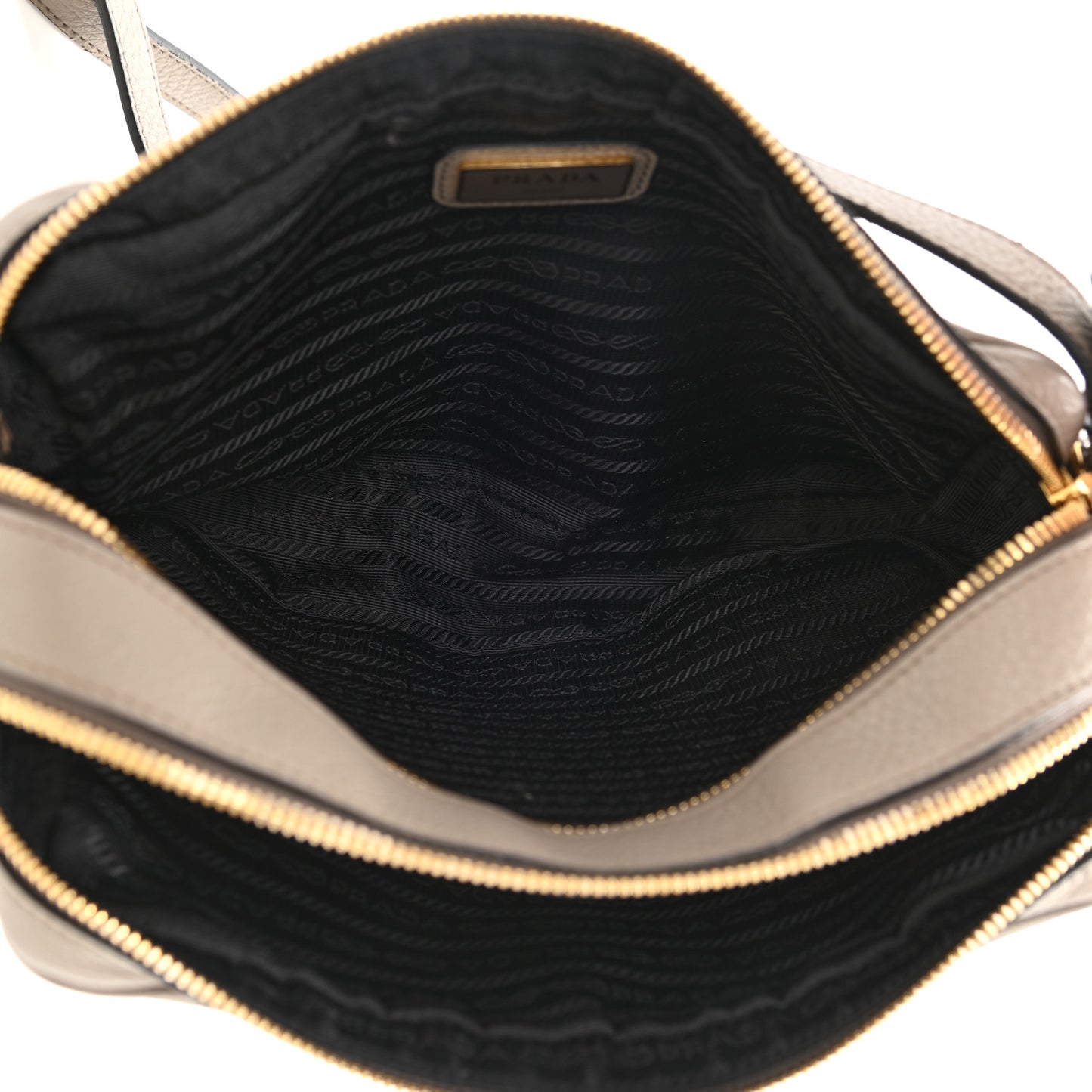 Vitello Daino Medium Double Zip Shoulder Bag Argilla
