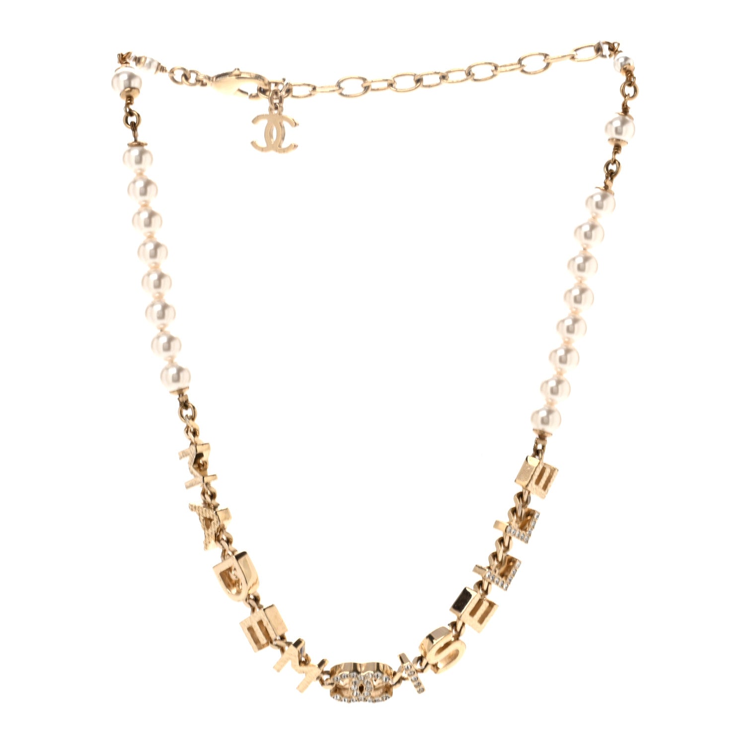 Chanel Pearl Crystal CC Mademoiselle Choker Gold Pearly White 3 of 6