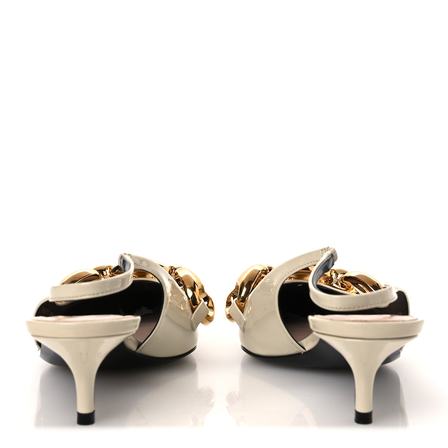 Vernice Crystal Nappa Charlotte Marina Slingback Pumps 39 New Ivoir