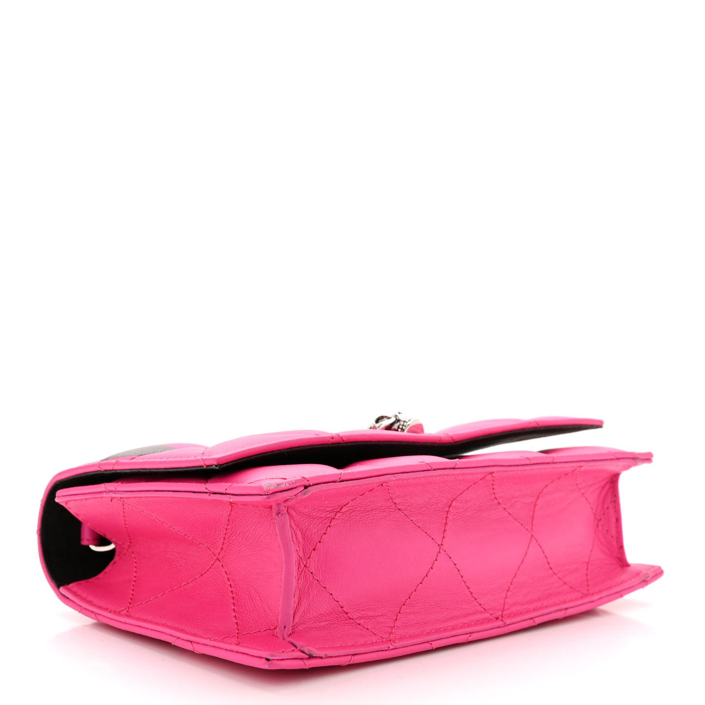 Calfskin Quilted Graffiti Skull Small Chain Crossbody Bag Pink