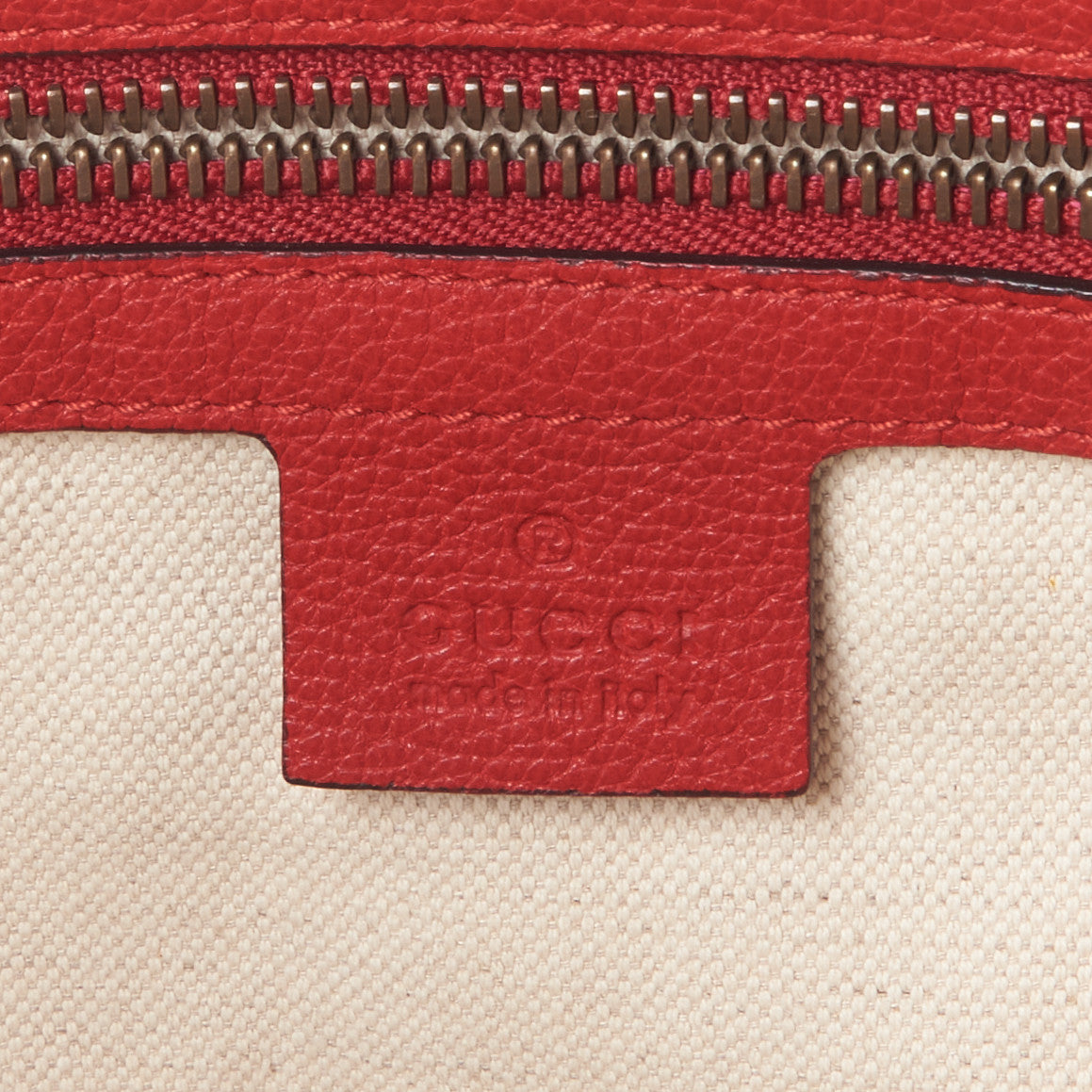 Grained Calfskin Logo Half Moon Hobo Red