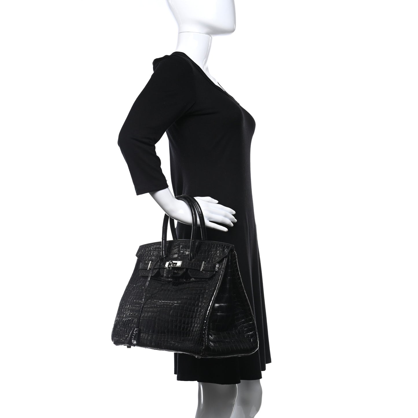 Shiny Porosus Crocodile Birkin 35 Black