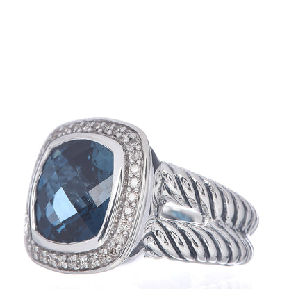 David Yurman Sterling Silver Diamond Hampton Blue Topaz 11mm Albion Ring 49 5 3 of 5